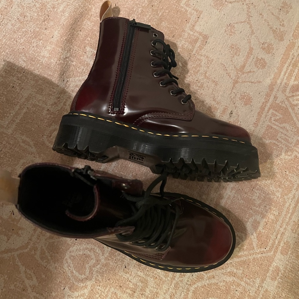 Doc Marten Vegan jadon II platform boots in cherry red